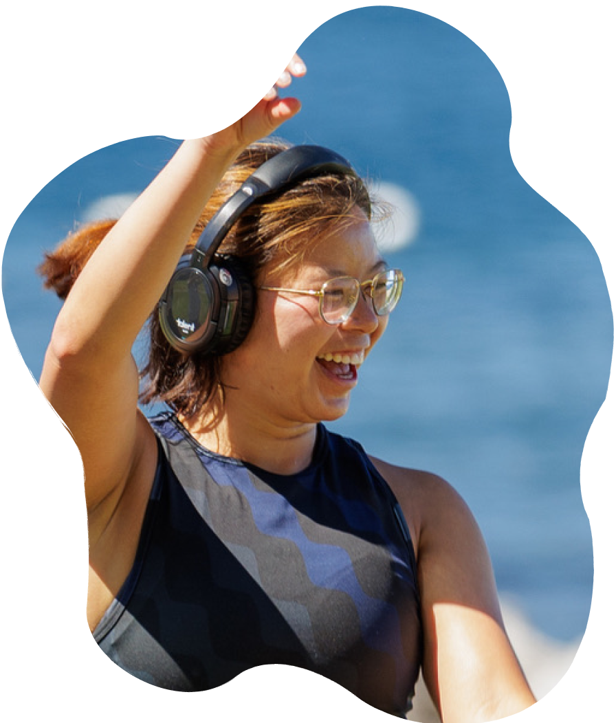 Coach Sami dancing in headphones